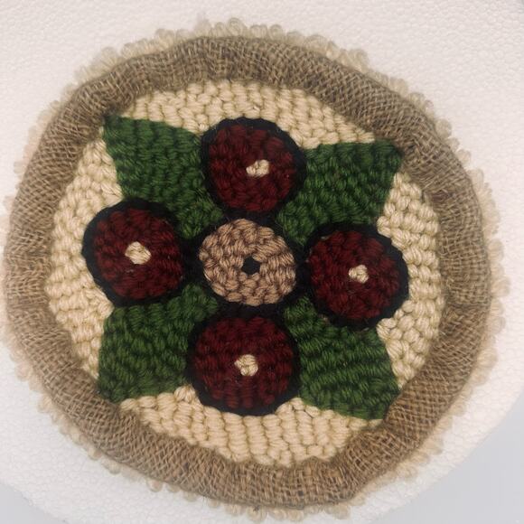 VTG Doll House Rug Handmade Hooked Circular 7” 1920's - 1930's 20s 30s - Picture 6 of 16